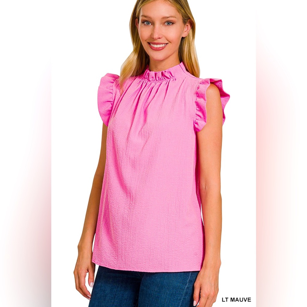 NWOT Woven Bubble Airflow Mock Neck Top